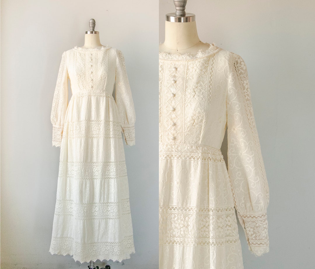 1960s Maxi Dress Emma Domb Wedding Gown Lace S - Etsy