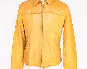 Vintage Leather Jacket Zip Lining Startown USA 1970s Mens Disco 44