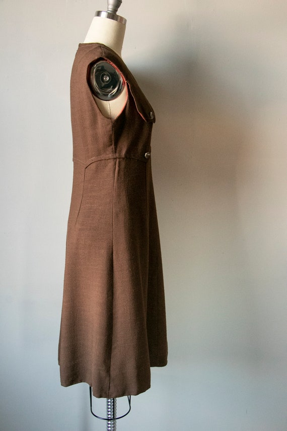 1960s Dress Brown Linen Shift S - image 3