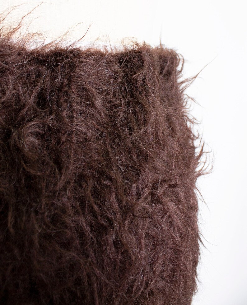 Vintage Mohair Shorts Fuzzy Brown Knitwear 1980s Small Medium