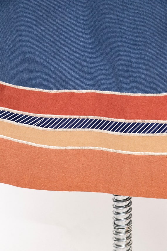 1970s Wrap Skirt Cotton Denim Patchwork M - image 5