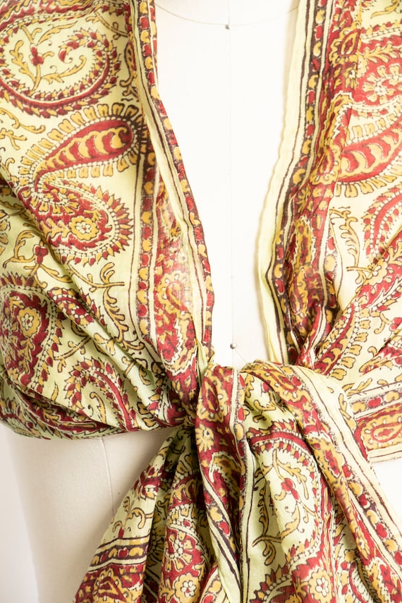 India Cotton Scarf Long Printed Wrap 1970s - image 2