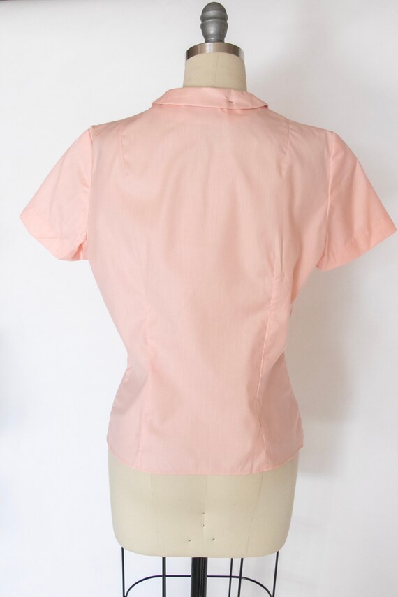 1960s Blouse Cotton Pink Short Sleeve Top S - image 4