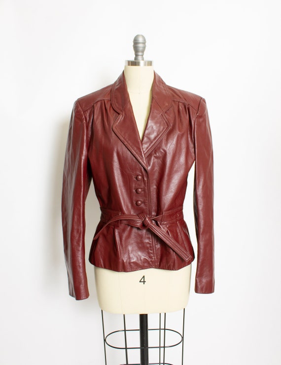 1970s Leather Jacket Rust Brown Mod Cropped Small