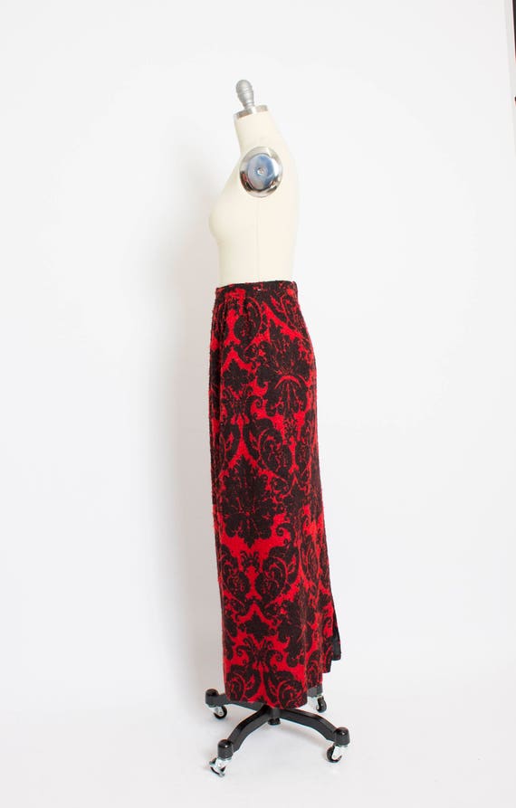 1960s Maxi Skirt Wool Boucle Damask S - image 3