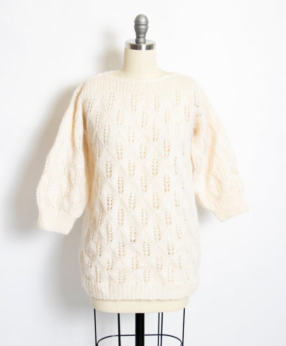 1980s Sweater Wool Mohair Chunky Knit S - image 1