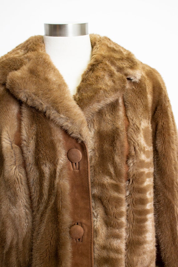 1970s LILLI ANN Coat FAUX Fur Suede M - image 5