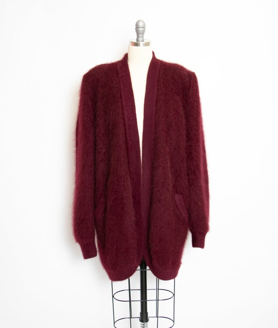 Vintage 1980s Sweater Angora Cardigan Fuzzy Oversi