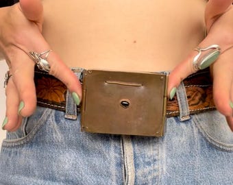 1940s Belt Buckle Cigarette Case Copper