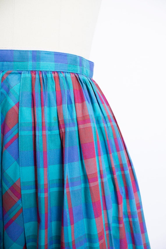 1980s Cotton Full Skirt Plaid Ruffled XS / S - image 4