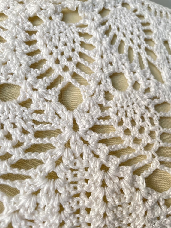 1970s Crochet Blouse Semi Sheer Cotton Top S - image 7