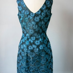 1950s Dress Metallic Blue Wiggle M image 2