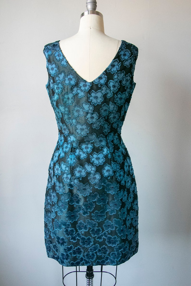 1950s Dress Metallic Blue Wiggle M image 2