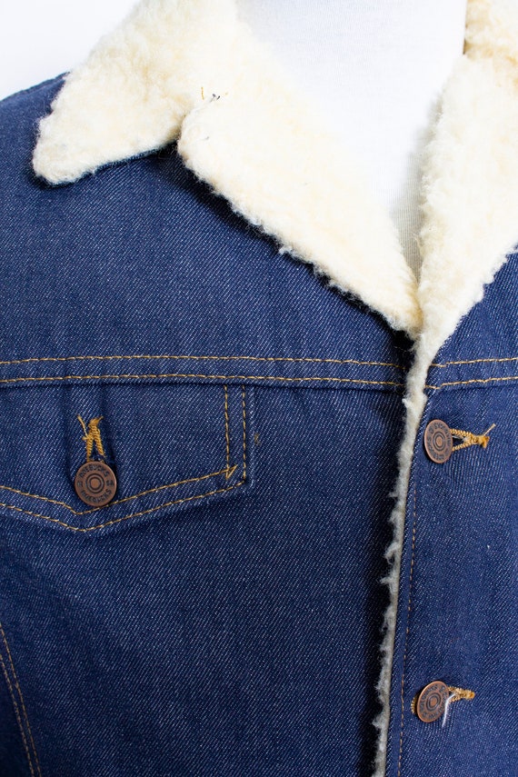 1980s Sherpa Jacket Roebucks Denim Fleece L - image 5