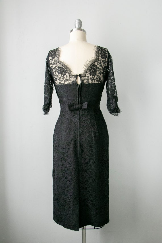 1950s Dress Black Illusion Chantilly Lace XS - image 2