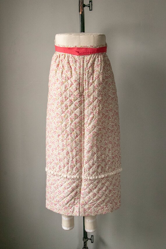 1970s Maxi Skirt Quilted Cotton S - image 2