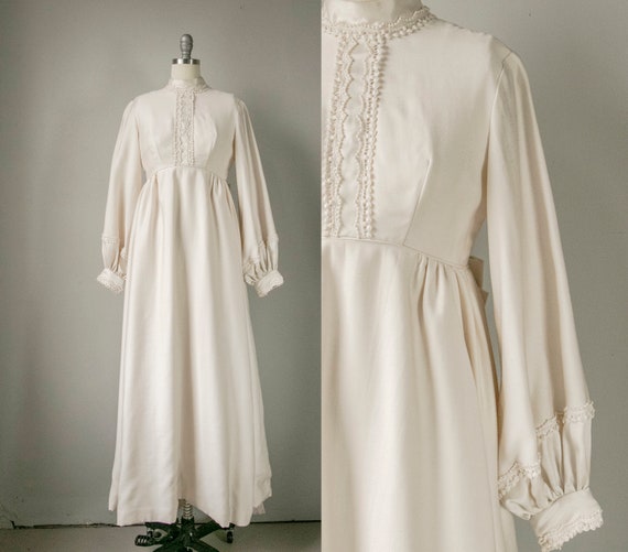 1960s Maxi Dress Emma Domb Wedding Gown Cream S - image 1