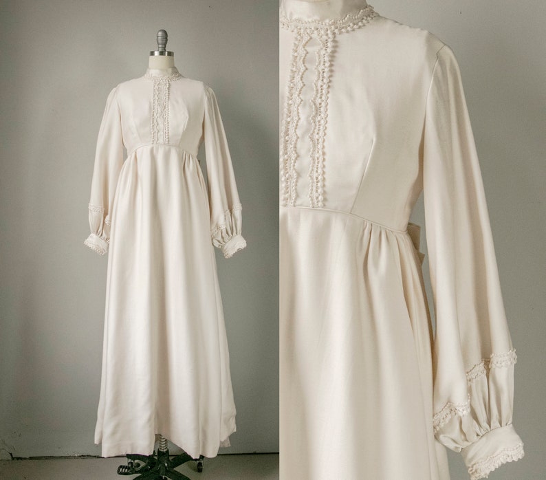 1960s Maxi Dress Emma Domb Wedding Gown Cream S image 1