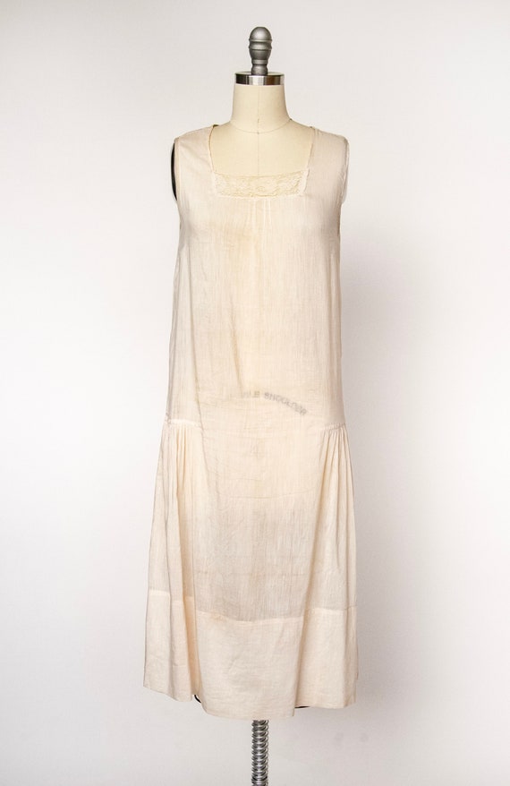 1920s Lawn Dress Sheer Cotton Flapper Lace S