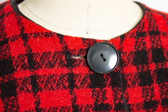 1960s Cropped Jacket Red Plaid Wool M - image 6