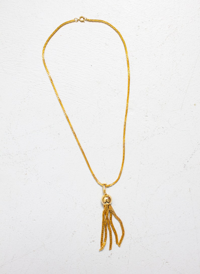 1960s Necklace Gold Tone Dangle Pendant Chain image 4