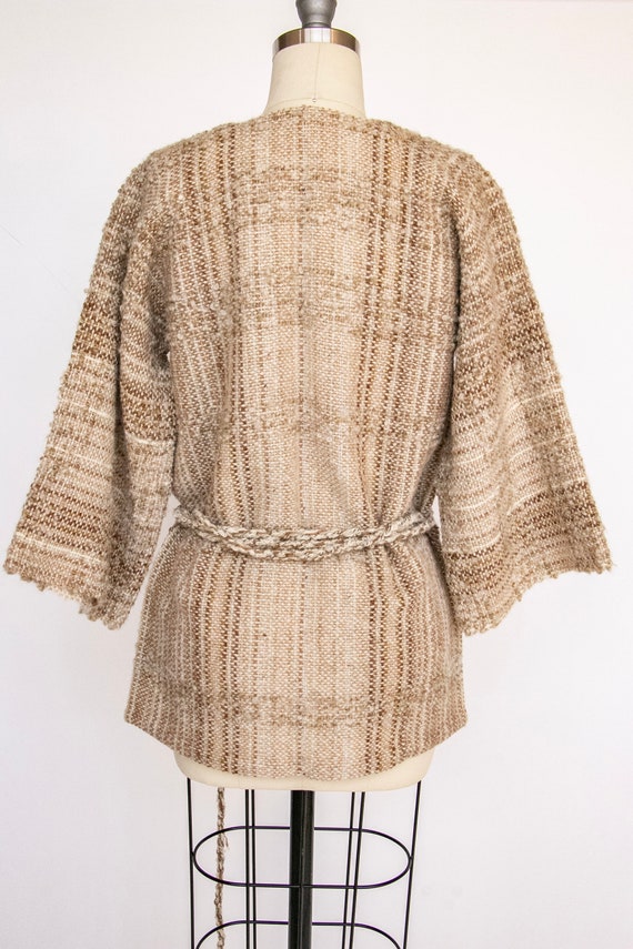 1970s Wool Jacket Hand Woven Cardigan S - image 4