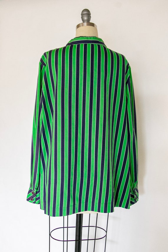 1970s Blouse Striped Cotton Top XL - image 3