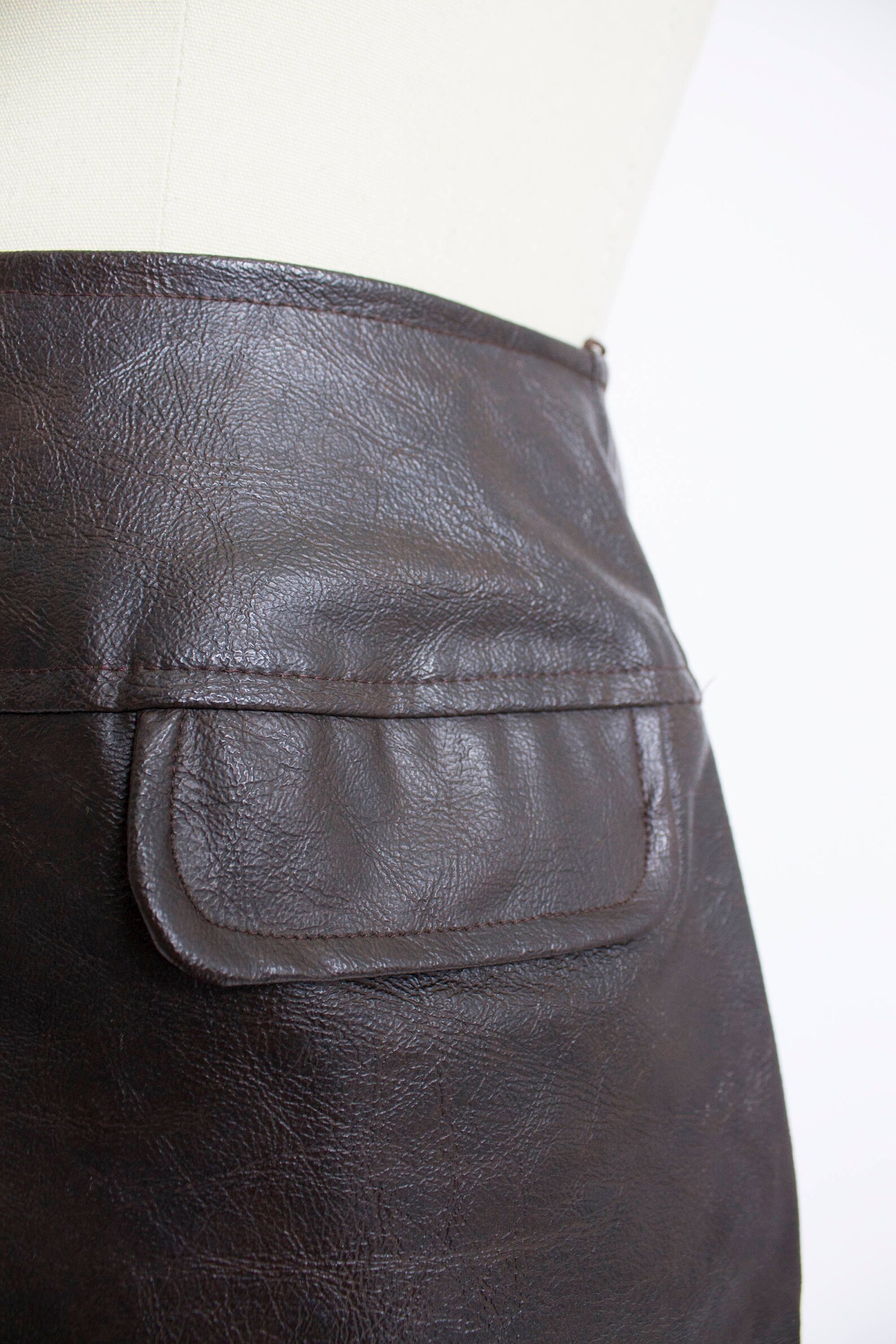 Vintage 1960s Mini Skirt Brown Short Vinyl Faux Leather XS | Etsy