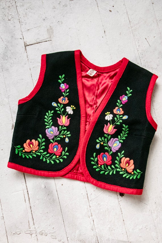 1970s Ethnic Vest Wool Embroidered Waistcoat S - image 2