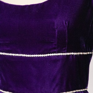 1960s Maxi Dress Purple Velvet Full Length M/S image 6