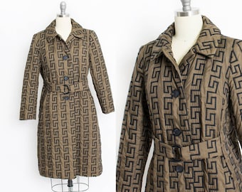 1960s Coat Faux Fur Lined Zig Zag