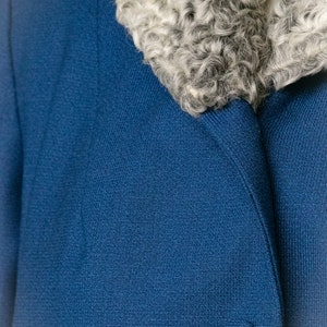 1960s Coat Wool Blue Cropped Persian Lamb Fur S / M image 5