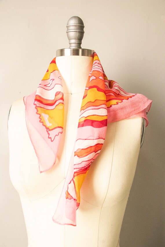 1970s Silk Chiffon Sheer Scarf Burmel Deadstock - image 3