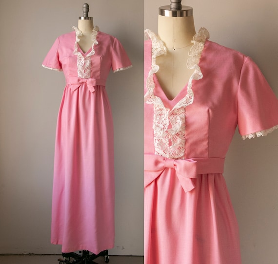 1970s Maxi Dress Pink Lorrie Deb S - image 1
