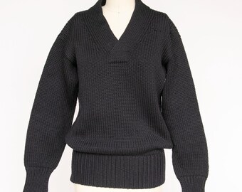 1940s Sweater Wool Knit Men&#39;s Varsity Navy S/M