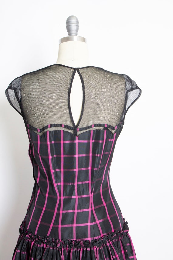 1940s Dress Black Pink Taffeta Illusion Gown S - image 6