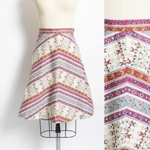 1970s Skirt Printed Cotton A-Line XS