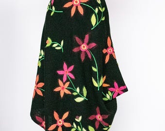 Y2K Skirt Ischiko Floral Embroidered Asymmetric Woven