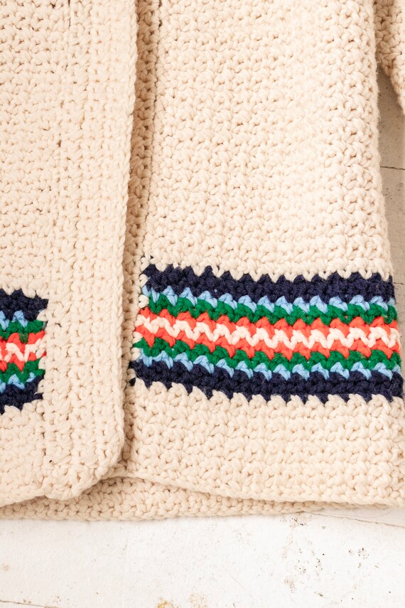 1970s Sweater Hand Knit Chunky Grannie Cardigan M - image 9