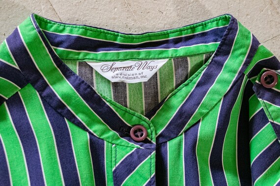 1970s Blouse Striped Cotton Top XL - image 8