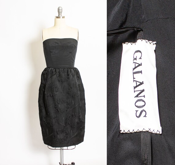 1960s GALANOS Dress Black Strapless Fitted S