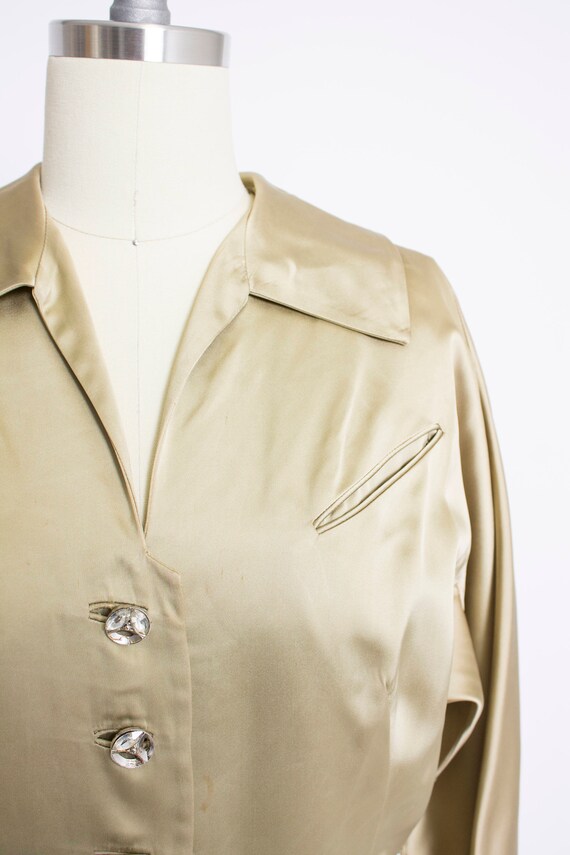 1950s Dress Eisenberg Original Silk Satin Rhinest… - image 5