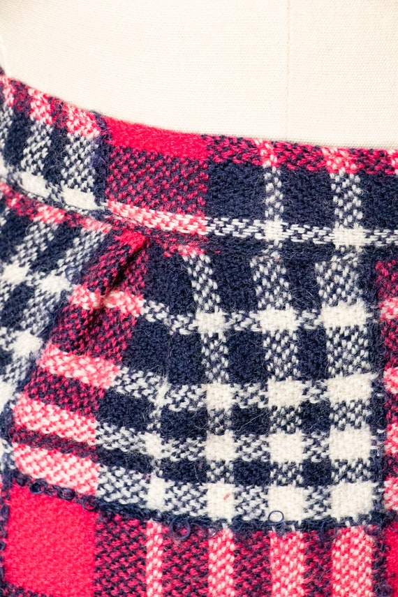 1960s Pencil Skirt Wool Plaid XS - image 8