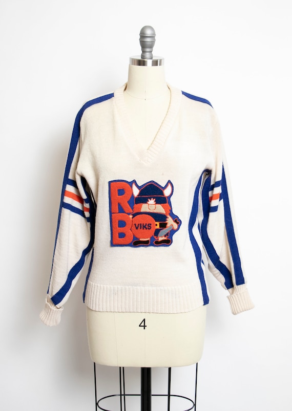 1970s Wool Knit Sweater Striped Letterman Cheer Va