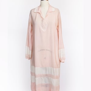 1920s Antique Dress Striped Silk Pink S