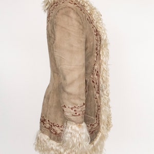 1970s Coat Embroidered Shearling Afghan Sheepskin XS image 2