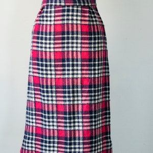 1960s Pencil Skirt Wool Plaid XS