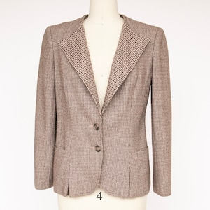 1980s Blazer Wool Jacket Brown Grey S