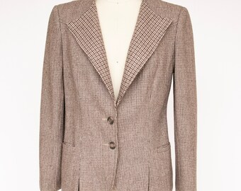 Giacca Blazer in lana anni '80 marrone grigio S