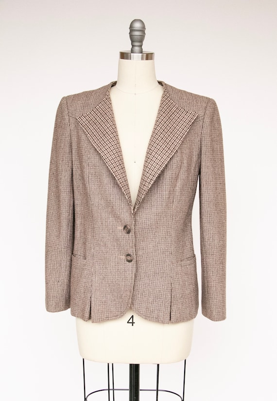 1980s Blazer Wool Jacket Brown Grey S